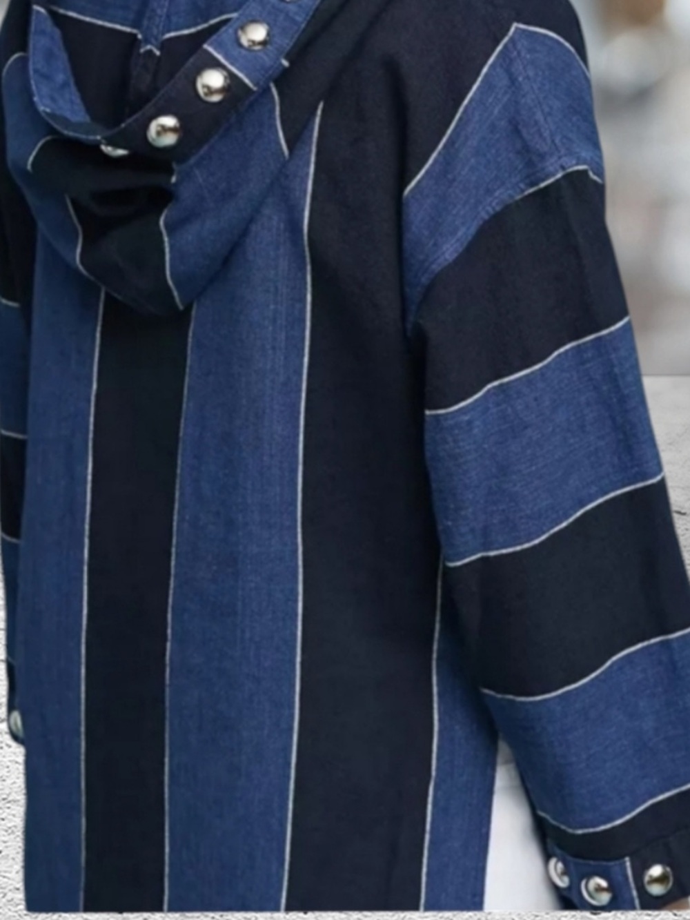 Citizens Of Humanity Blue and Black Striped Tunic with Metal Studs - Picture 3 of 9